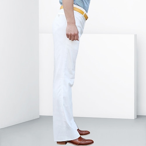 Herren Anzughosen Hose Hosen Chinesisch Chino Knopf Tasche Glatt Komfort Formal Party Arbeit Modisch Klassicher Stil Schwarz Weiß Mikro-elastisch Image