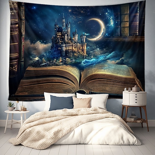 Fantasy Magie Buch hängende Tapete Wandkunst große Tapete Wandmalerei Dekor Fotohintergrund Decke Vorhang Wohnheim Schlafzimmer Wohnzimmer Dekoration Image