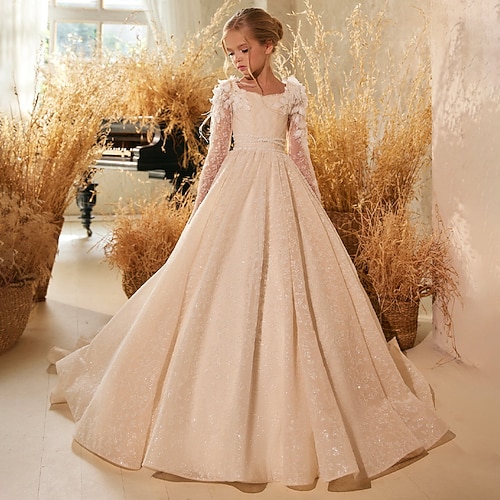 Blumenmädchenkleid Mädchen Kleid für die Erstkommunion Party Kleid Hochzeit Party Prinzessin Süß Weihnachten Karnival Rüschen Feste Farbe Trägerlos Rundhalsausschnitt Weiß 4 Jahre Image