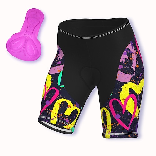 Damen Herz Fahrradhose Fahhrad Shorts Hosen Mountainbike MTB Straßenradsport Sport 3D-Polster Schnelltrocknend Weich Reflektierende Streifen Purpur Spandex Bekleidung Fahrradbekleidung