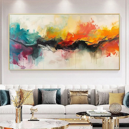 Mintura handgefertigte abstrakte Ölgemälde auf Leinwand, Wandkunst, Dekoration, modernes Bild für die Inneneinrichtung, gerolltes, rahmenloses, ungedehntes Gemälde Image