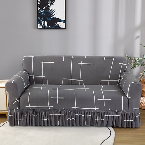 1 Stück Stretch-Sofabezug, Sofabezug mit Rock, bedruckter Couchbezug, Möbelschutz für Schlafzimmer, Wohnzimmer, Heimdekoration Image