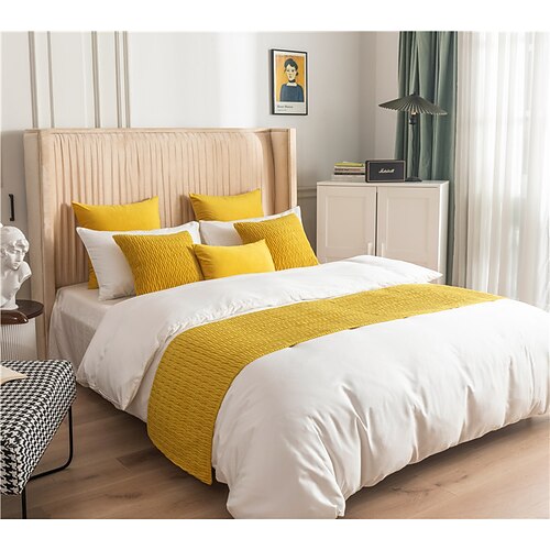 Bettläufer Bett-Schal Samt dekorativer Bett-Schal für Zuhause Hotel Bettüberwürfe Schals Schutz moderner einfarbiger Bettläufer für das Fußende des Bettes Heim Schlafzimmer Bettwäsche Dekoration Image