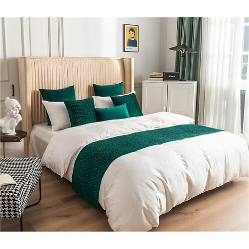 Bettläufer Bett-Schal Samt dekorativer Bett-Schal für Zuhause Hotel Bettüberwürfe Schals Schutz moderner einfarbiger Bettläufer für das Fußende des Bettes Heim Schlafzimmer Bettwäsche Dekoration Image