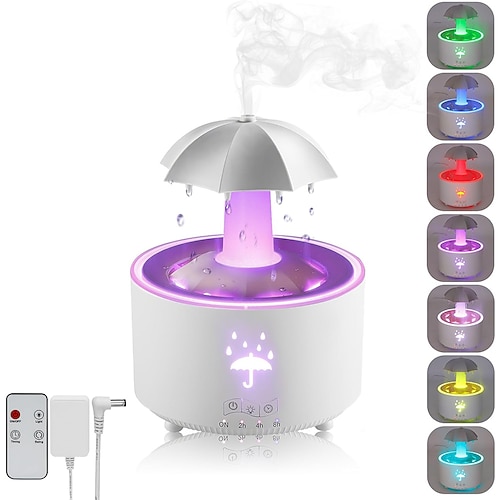300ML LED Smart Light Regenschirm-Humidifier mit 7-Farben-LED-Licht Fernbedienung Timer Aroma-Diffusor für Schlafzimmer lustiges Geschenk für Kinder Teenager Frauen Image