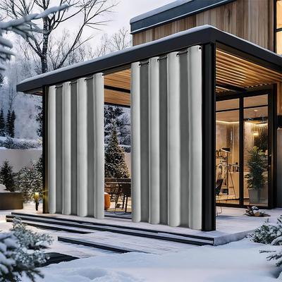 Waterproof Outdoor Curtain Privacy, Sliding Patio Curtain Farmhouse Drapes, Pergola Curtains Grommet For Gazebo, Balcony, Porch, Party, Hotel, 1 Panel