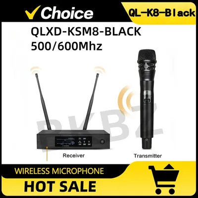 QLXD4 KSM8 Black 500MHz/600MHz Metal Handheld UHF High-Quality Professional Wireless Microphone For