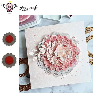 Piggy Craft metal cutting dies cut die mold Flower plate frame wreath Scrapbook paper craft knife