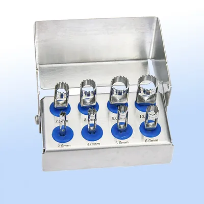 8Pcs Dental Implant Bone Trephine With Bur Disinfection Holder For Handpiece Surgical Instrument