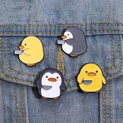 Knife Pines Lapel Badges Cartoon Fun Animal Jewelry Gift for Kids Friend Cutie Killer Enamel Brooch