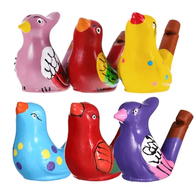 6pcs Ceramic Bird Whistles Funny Water Whistle Noise Makers Bathtime Musical Instrument Toys Kids