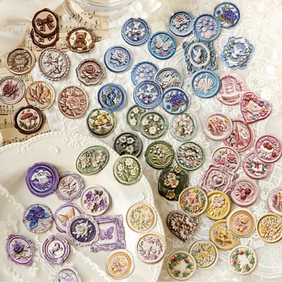 JIANQI 20pcs/pack Lacquer wax relief Stickers paper Materials DIY Scrapbooking Materials Collage