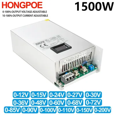 Digital Display Adjustable 1500W Power Supply 0-12V 15V 24V 36V 48V 60V 72V 85V 90V 110V 150V 200V