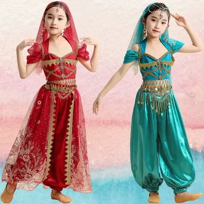 Indian dance Sari girl performance costume Children's belly dance India princess costume