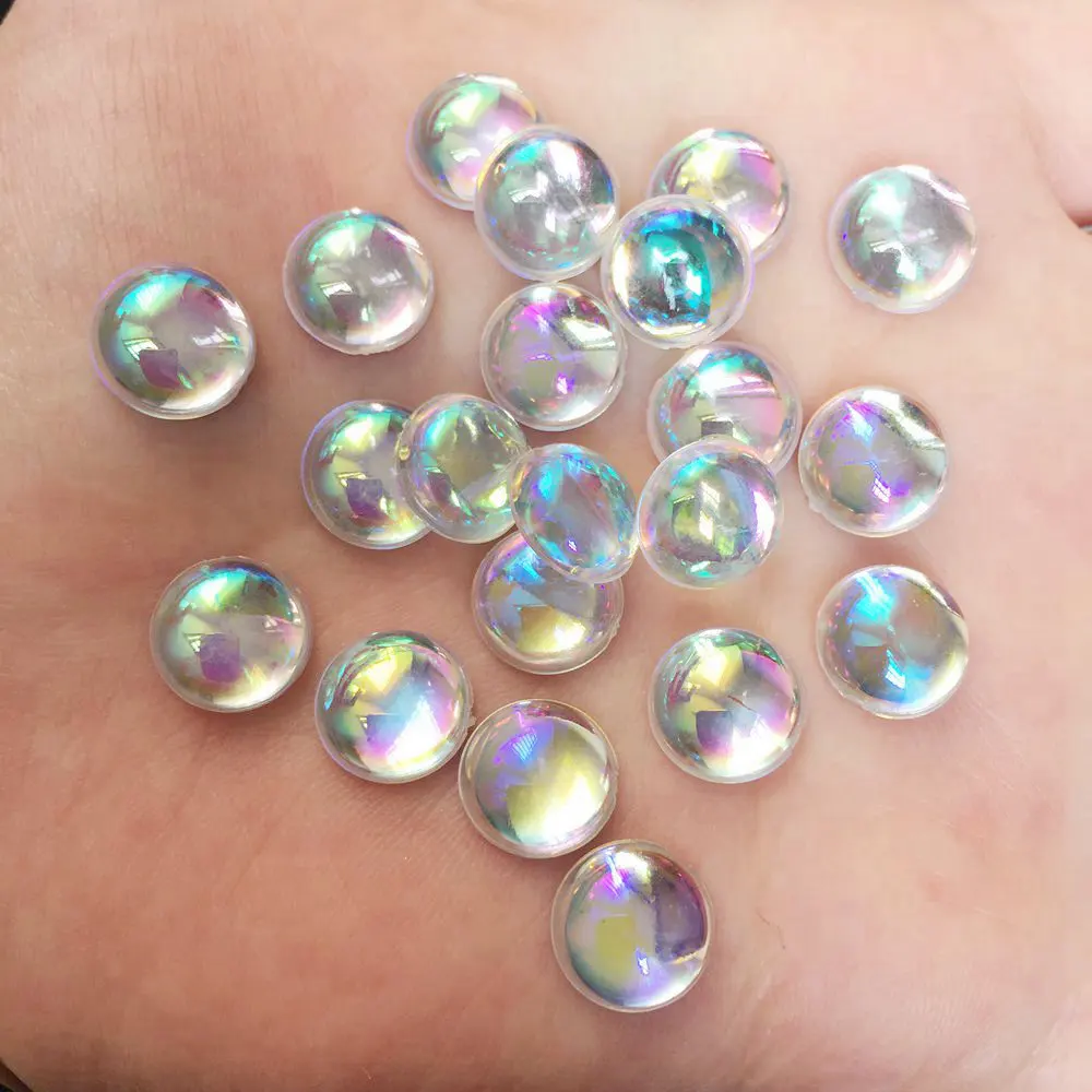 AB Clear Multi Size shiny AB Resin round Flat back rhinestone scrapbook DIY Wedding applique ornament Crafts SF543-547