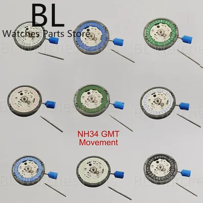 BLIGER New High Accuracy Original NH34 GMT Automatic Movement Self-winding Blue Green Red Datewheel