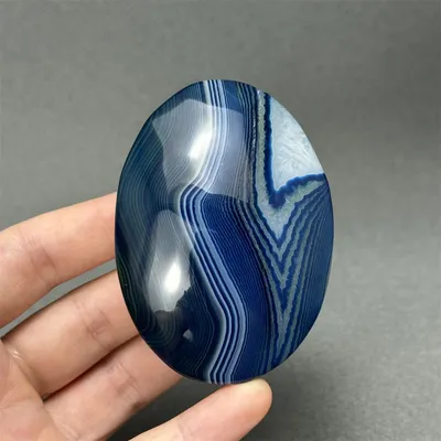 Natural Gemstone Blue Agate Palm Playing Reiki Healing Energy Meditation Home Furnishings Witchcraft