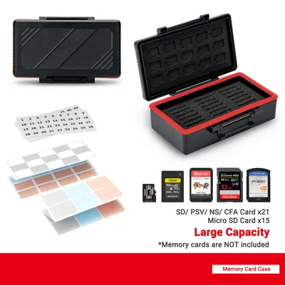 36 Slots SD MSD Memory Card Case Holder Water-Resistant Storage Organizer for 21 SD SDHC SDXC NS