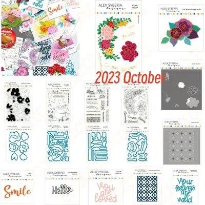 2023 Floral Letter Metal Cutting Dies Clear Stamps Stencil Hot Foil Scrapbooking Craft DIY For Decor