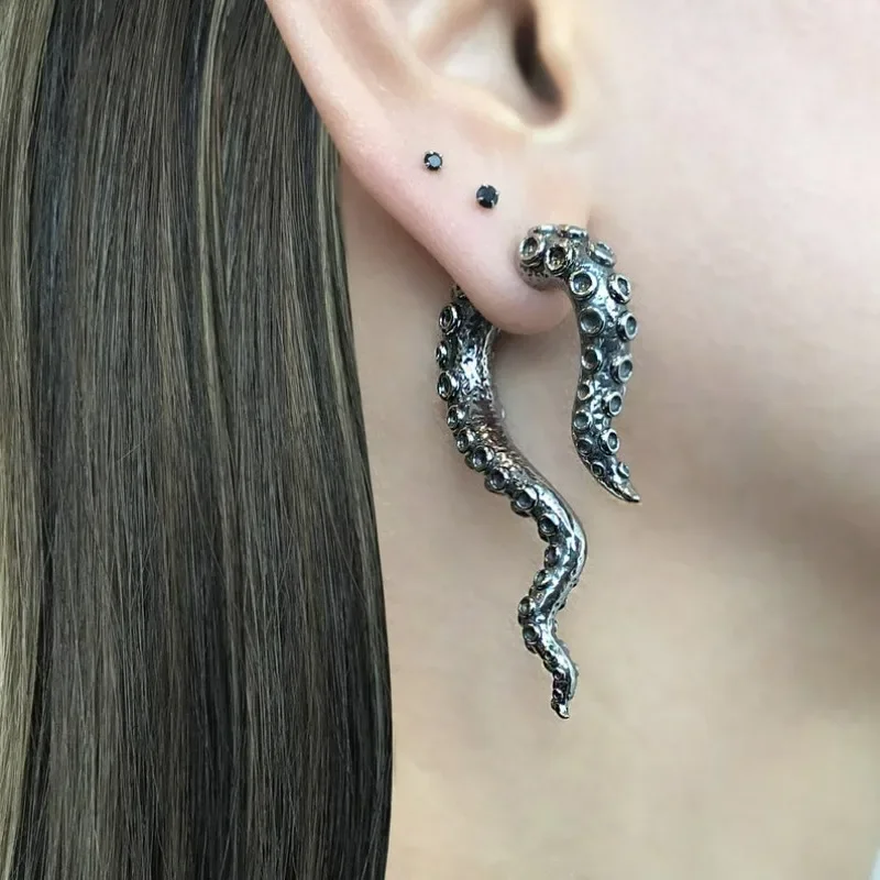 Octopus tentacle front back earring, Octopus earring Gothic earring Octopus tentacle earring ear front back earrings octopus