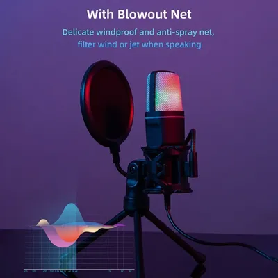 SF666R USB Microphone RGB Microfone Condensador Wire Gaming Mic for Podcast Recording Studio