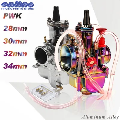 PWK 28 30 32 34mm With Power Jet Carburetor Silver Colorful For 2T 4T Motorcycle Carb Accessories