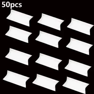 50Pcs Pillow Box Clear Plastic Organizer Bins Candy Packaging Cases Packing Boxes Gift Card Bride