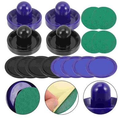 2pcs Plastic Air Hockey Pucks Tabletop Pushers 96mm Black Blue Pusher Air Hockey Paddle Game