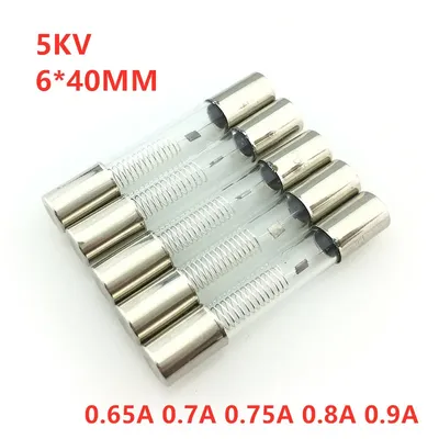 5PCS/Lot 5KV Microwave Oven Fuse 6*40mm 0.65A 0.7A 0.75A 0.8A 0.9A Glass Tube Fuse 5000V 650MA
