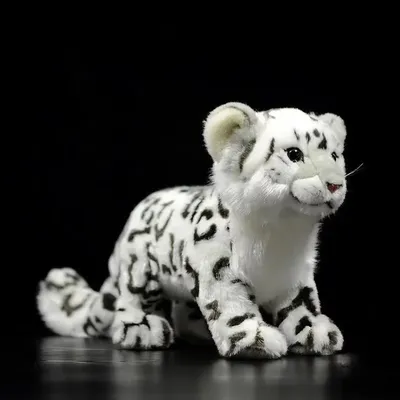 Cute Lifelike Standing Snow Leopard Stuffed Plush Toy Panthera Uncia Soft White Ounce Doll Birthday Gift for Kids