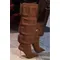 New Fashion Letter Pointed Toe Knee High Boots Women Metal High Heels Slouchy Long Boots Ladies Slip