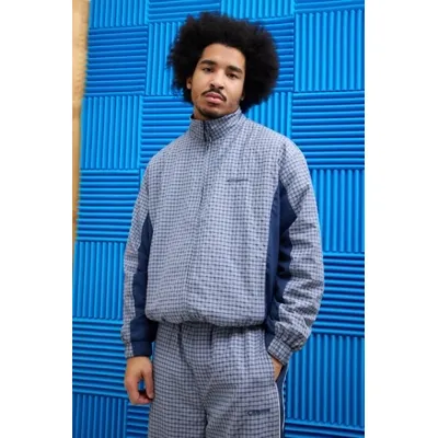 iets frans. Blue Check Panel Track Top - Blue 2XL at Urban Outfitters
