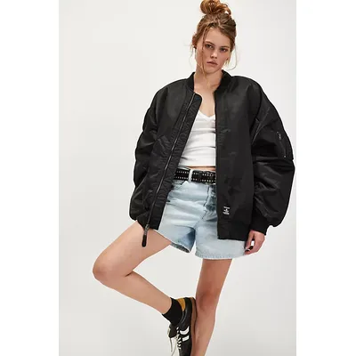 Alpha Industries Oversized MA-1 Mod Flight Jacket at Free People in Black, Size: Small