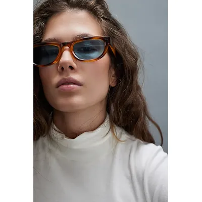 Beach Baby Rectangle Sunglasses at Free People in Tortoise Shell/Blue Lens