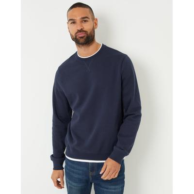 Threadbare Men's Navy Mock T-Shirt Crew Neck Sweatshirt