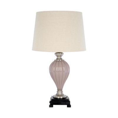 Classic Glass Pleated with Linen Shade Table Lamp