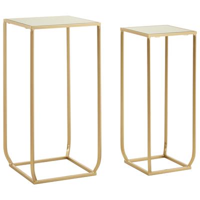 Set of 2 Mirrored Top Side Tables in Champagne Finish