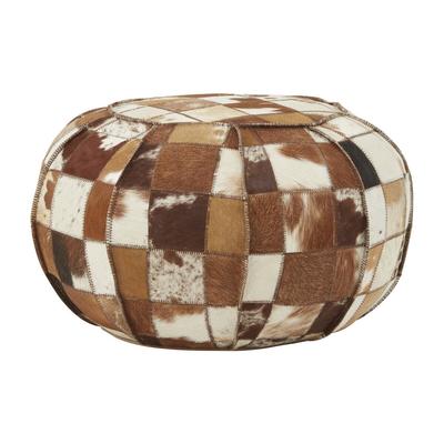 Buffalo Leather Pouffe - Multi-Coloured