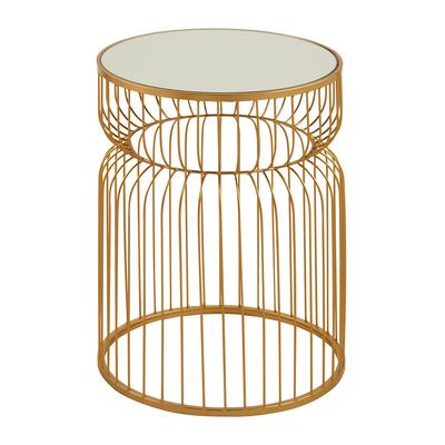 Estelle Metal Round Mirrored Side Table
