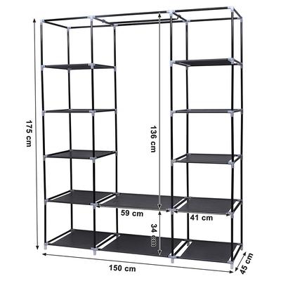 TEMU Modern Storage Cabinet With Zipper, 3 Doors & Metal Frame – Spacious Bedroom Organizer For Clothes, Linens, And Accessories (150 X 45 X 175cm), Mounted Closet Systems Image
