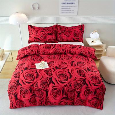 TEMU 3pcs Duvet Cover Set, Romantic Print Bedding Set For All Season, Soft Comfortable Breathable Duvet Cover, For Bedroom, (1*duvet Cover + 2*pillowcase, Without )