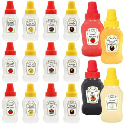 TEMU 12pcs, Mini Sauce Bottles, Mini Bottles, Condiment Squeeze Bottle, Plastic Portable Containers Bottle For Office Picnic Oil Honey Salad Dressing, Spice Bottle, Kitchen Utensils, Apartment