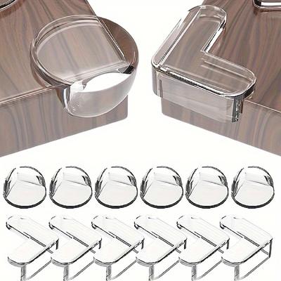 TEMU 12pcs Silicone Corner Guards - Transparent, Strong Adhesive Safety Bumpers For Coffee Tables & Furniture Edges, L-shaped/round Options