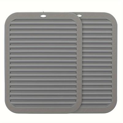 TEMU 2pcs Silicone Trivets For Hot Dishes - 12x9 Inch, Heat Resistant Up To 446Â°f, Kitchen Counter Mats In Grey/black