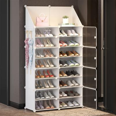 TEMU Shoe Rack , Key Holder, Portable Shoes Organizer, Expandable Standing Rack, Storage 32-64 Pairs Shoes, Boots, Slippers, Suit For Office Pod Tiny House (2x8 Tier) (white)