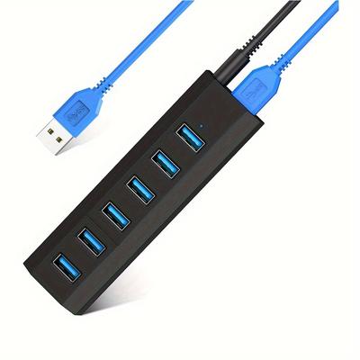 TEMU Usb , Aiibe 6 Ultra Usb 3.0 Splitter+usb 3.0 Cable, Black Fast Charger Powered Usb For Laptop, , Pc, Mobile Hard Drive, Multi Devices