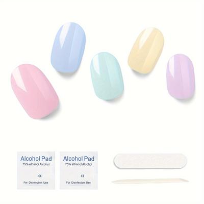 TEMU Semi Cured Gel Nail Strips, 20 Pcs Gel Nail Stikers, Gel Nail Wraps Semi Cured, Salon-quality, 2 Weeks Long Lasting