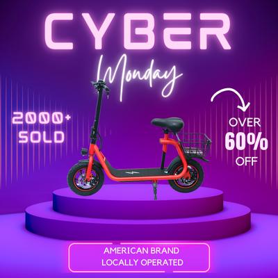 TEMU Electric Scooter For Adults - Foldable Scooter With Seat & Carry Basket - 450w Brushless Motor 36v - 15mph 265lbs Max E Mopeds For Adults - Neon