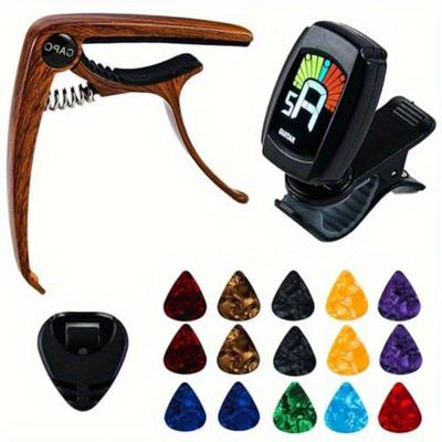 TEMU Guitar Accessories Kit 18pcs With Guitar Capo, Guitar Tuner, Guitar Picks, Clip-on , Bass, Ukulele & Violin