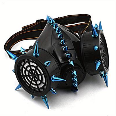 TEMU Punk Gothic Blue Spikes Steampunk Gas Mask Goggles Cosplay Props Halloween Costume Accessories Men/ Women